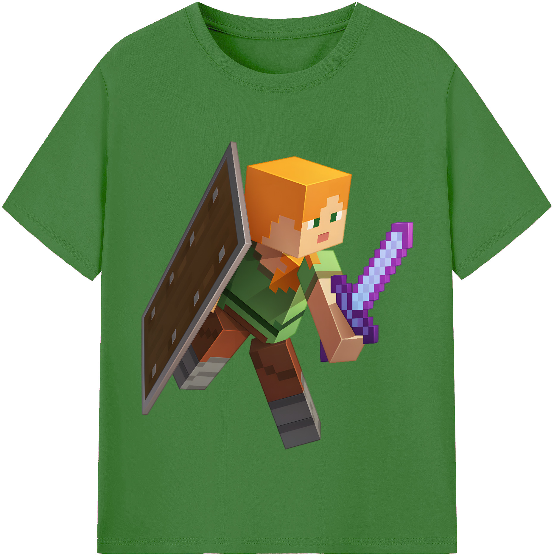（画像用） マインクラフト ブロックの世界 Minecraft MC Block world レディースカジュアルプリントTシャツ（綿100％）